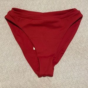 NWT BECCA high waisted French cut bikini bottoms (brick red)